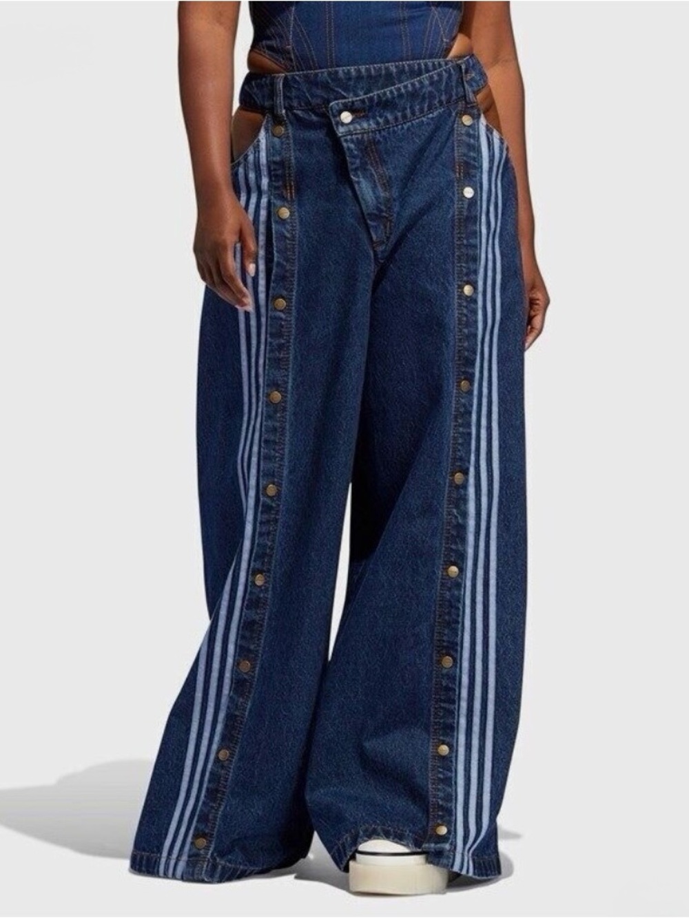Adidas x Ivy Park Wide Leg Snap Denim Cowboy style pants (Beyoncé) - Picture 3 of 9